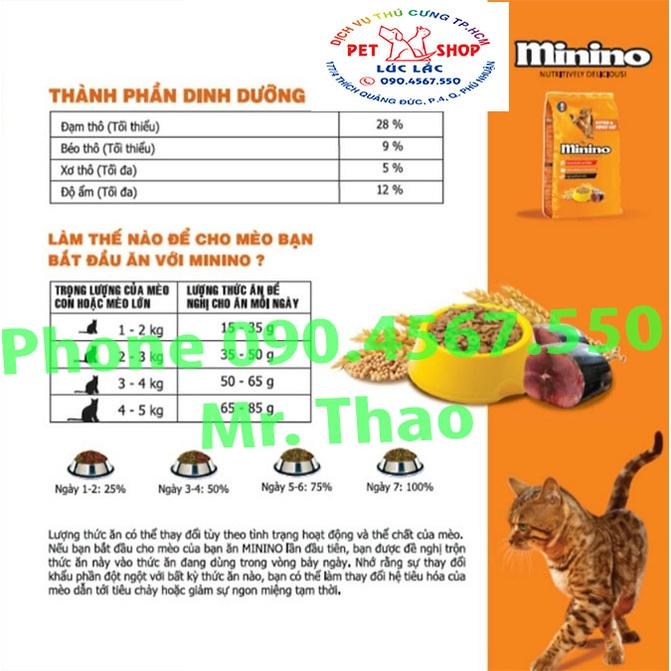 Thức ăn cho mèo Minino Tuna Flavored - Thùng 7.8 KG (6 gói x 1.3 KG)