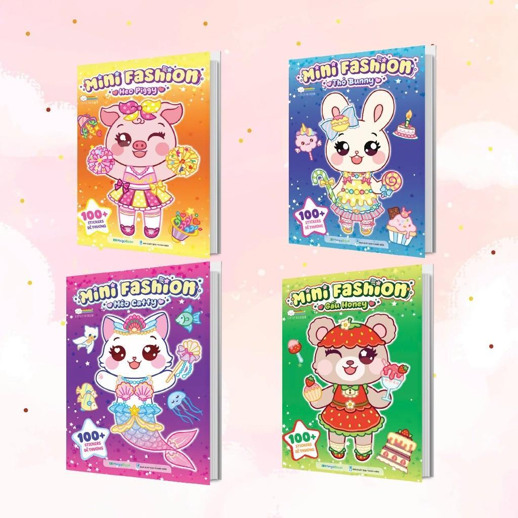 Sách - Mini Fashion - Bóc Dán Hơn 400+ Stickers Váy, Phụ Kiện Xinh Đẹp Cho Bé Gái - Combo 4 Cuốn - Megabook