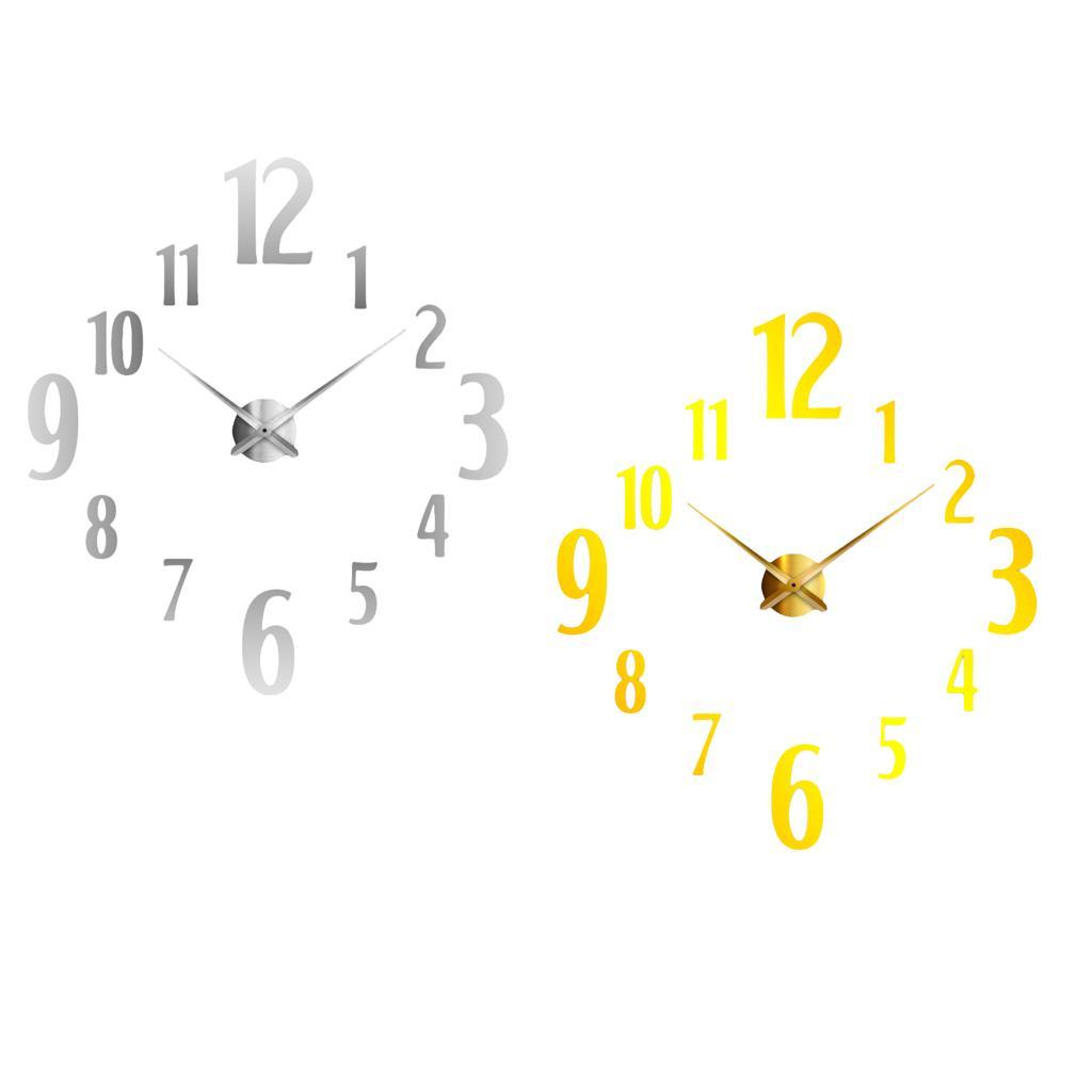 Large Number Acrylic Mirror Wall Clock DIY Sticker Clock  1