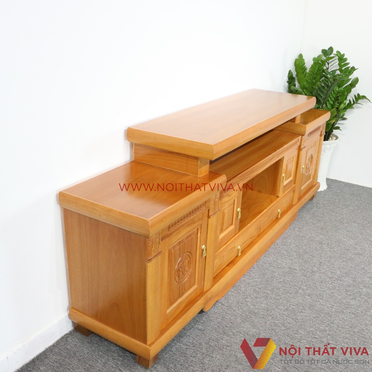 Kệ Tivi Gỗ Gõ Đỏ 2 Tầng Sang Trọng Đẹp Giá Rẻ