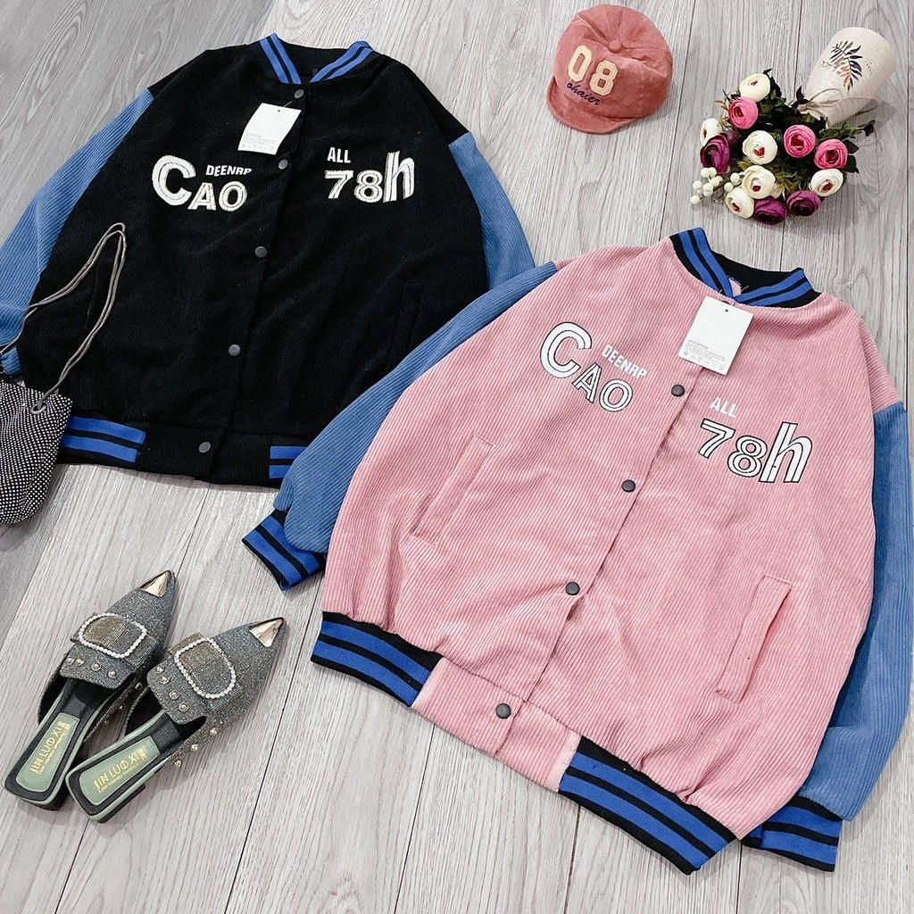 Áo Khoác BomBer Nhung Unisex Cúc Bấm Thêu Chữ 78 Hai Bên 2 Màu G059