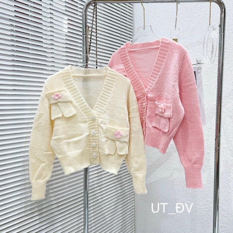 Áo khoác len nơ dáng ngắn, Áo cadigan len dài tay dày dặn AK0881 - NhiNhi Shop