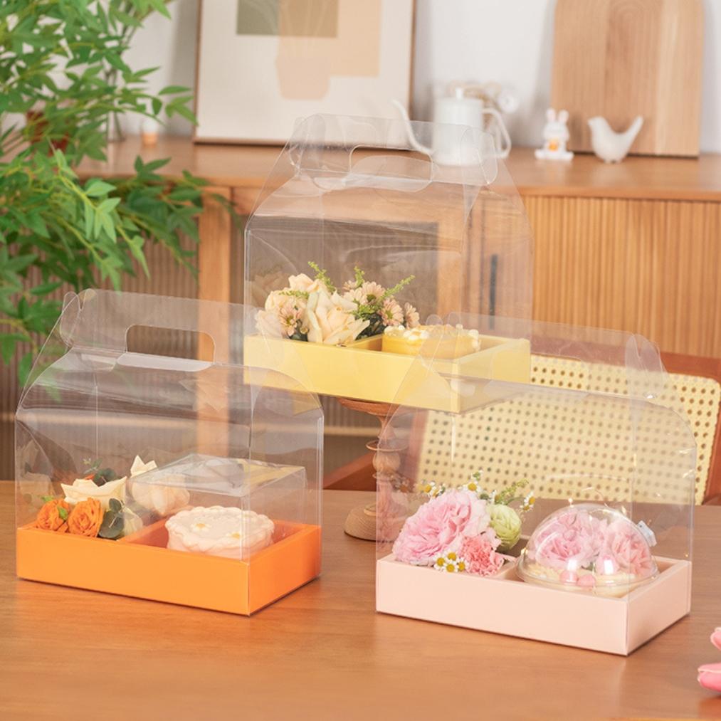 Hộp Đựng Bánh Và Hoa Hộp Quà Tặng MICA Trong Suốt 2 Ngăn Cho Sinh Nhật Valentine 8/3