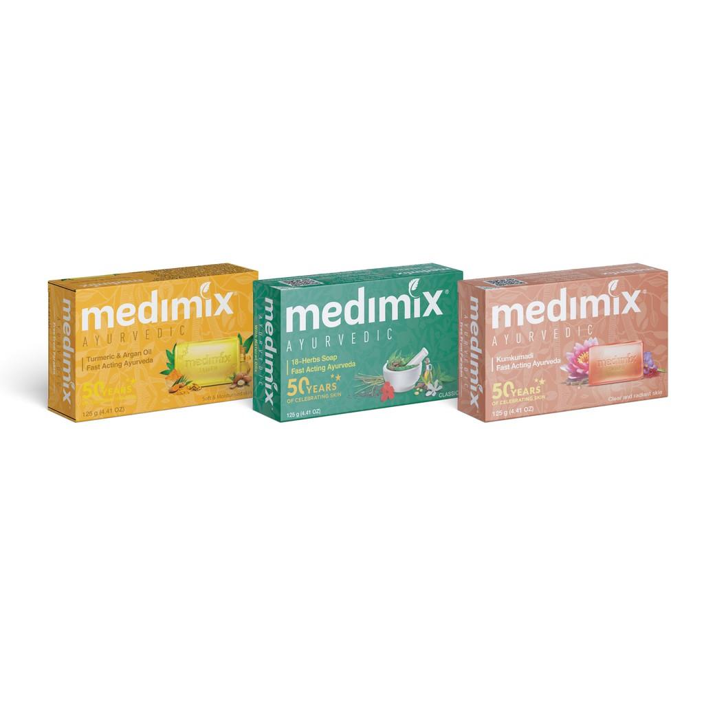 Combo xà phòng Medimix 18 loại thảo dược 125g - Kumkumadi Nghệ Tây 125g - Nghệ Argan 125g