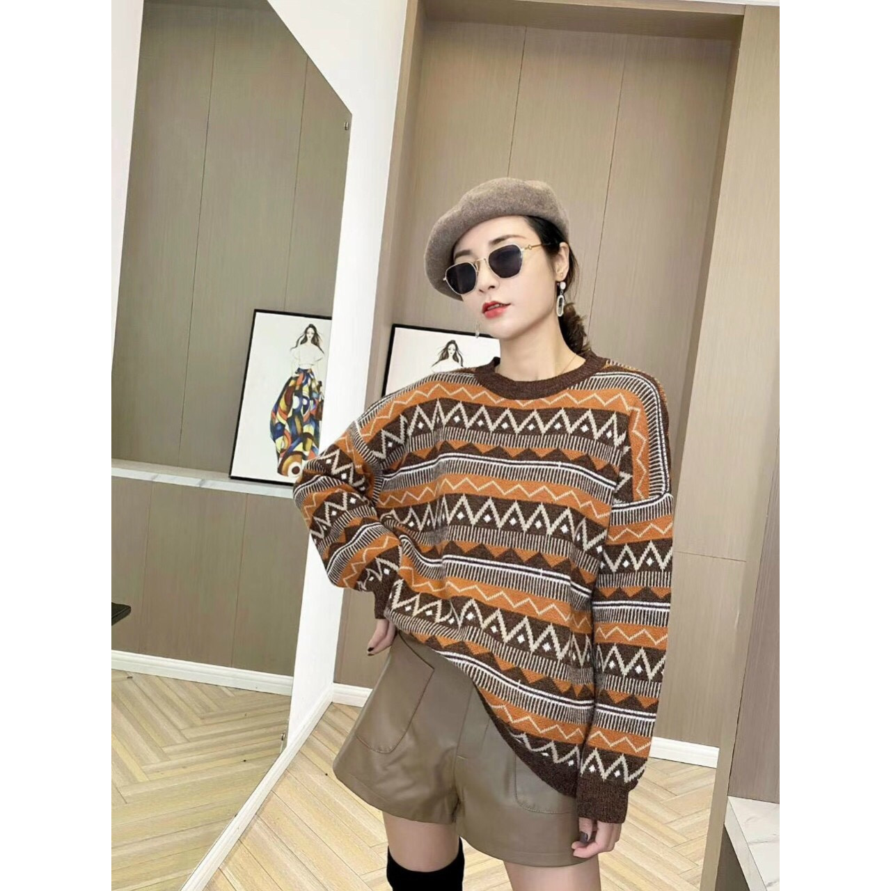 Áo Len Thổ Cẩm Dáng Rộng Dày Đẹp Màu Cực Xinh