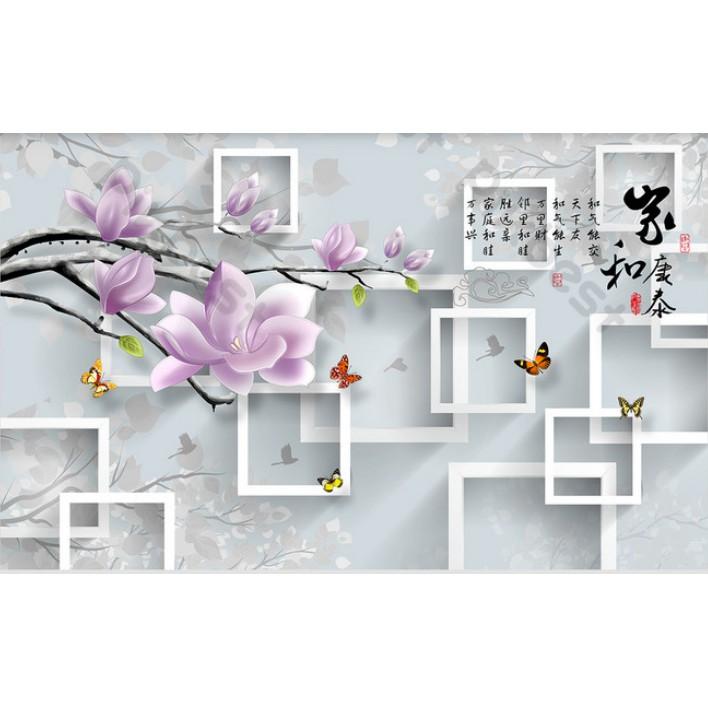 Tranh dán tường Tranh phòng khách phòng ngủ hiện đại dán tường - Hoa Ngọc Lan Tím