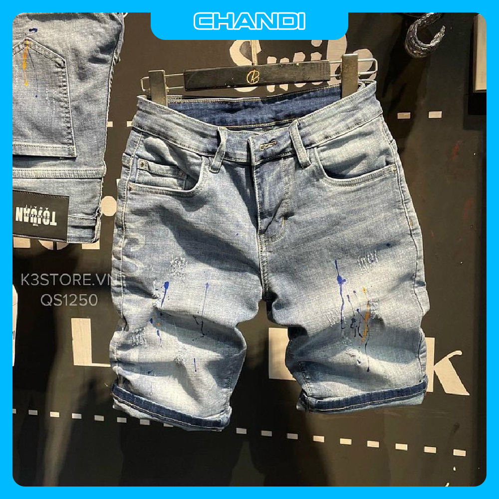 Quần Short Jean Nam co dãn kiểu dáng trẻ trung đơn giản Thương Hiệu Chandi, quần sọt mẫu mới xu hướng 2022 QSJN253