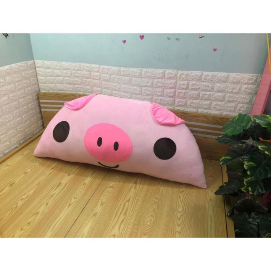 Gối tựa lưng hình Heo nhỏ Babykid, size L , free may chữ chất nhung lạnh ruột bông bi gòn