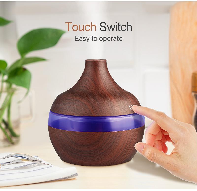 Gỗ 300Ml Máy Phun Sương Tạo Độ Ẩm USB Hộ Gia Đình Đèn Đêm Đầy Màu Sắc Máy Xông Tinh Dầu Văn Phòng Nguyên Tử Hóa Máy Phun Sương Tạo Độ Ẩm Món Quà Nhỏ