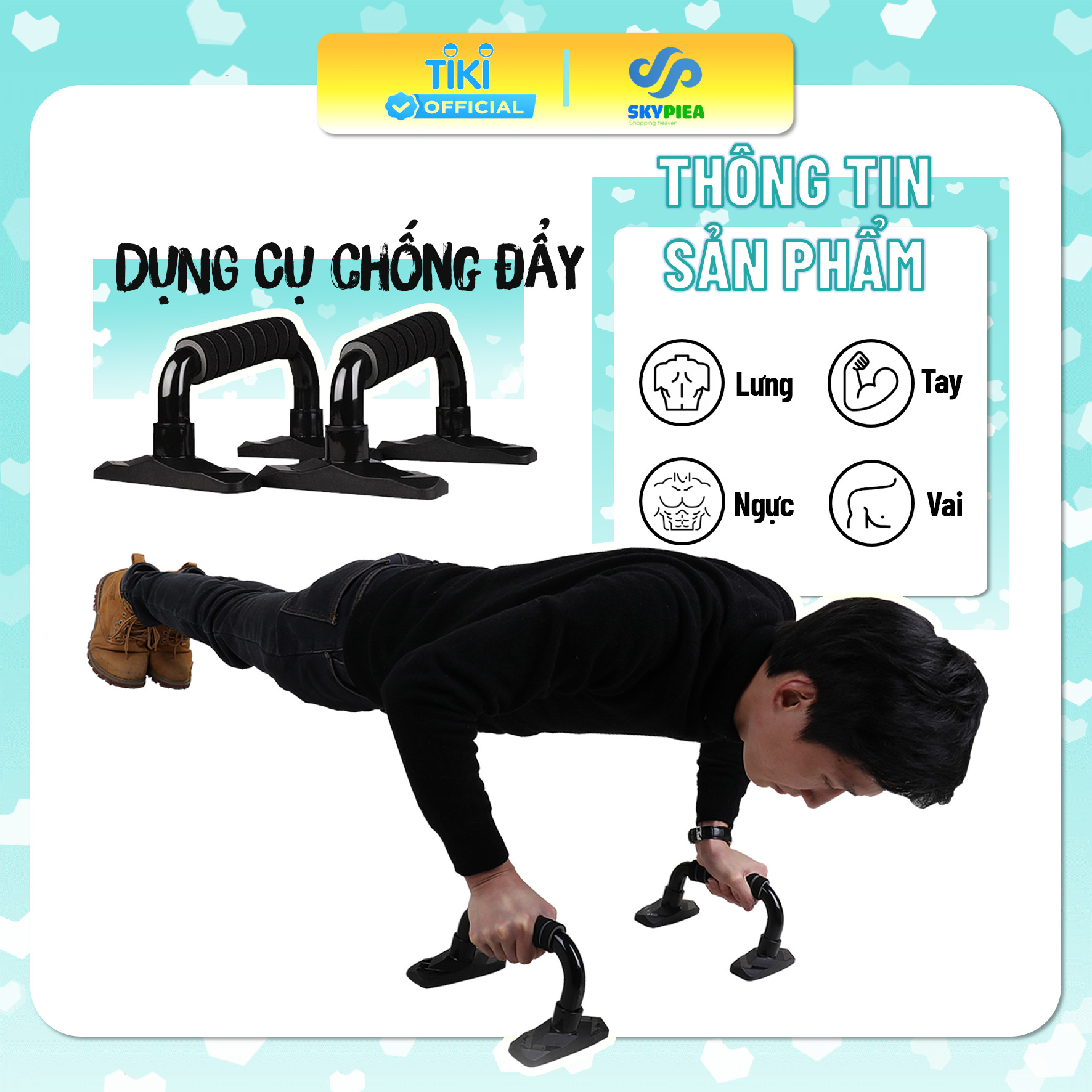 Dụng Cụ Chống Đẩy, Hít Đất- Push up stand- dụng cụ tập gym tải trọng lớn, manh mẽ, độ bền cao- chân chống trượt