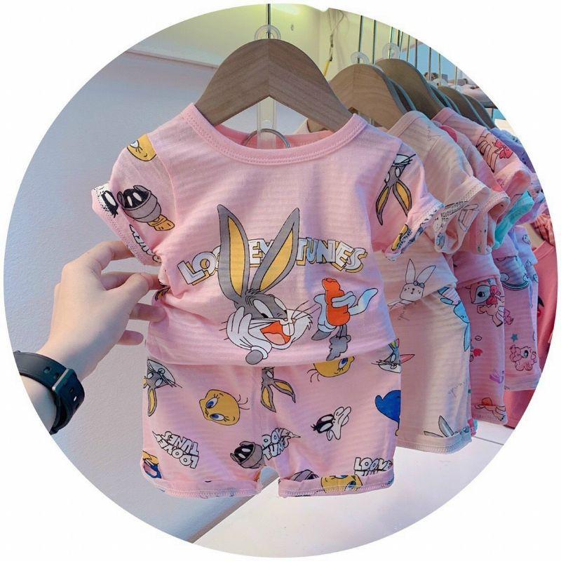 Bộ cotton sợi tre bé trai, bé gái sz 7-15kg hàng QC mềm mát