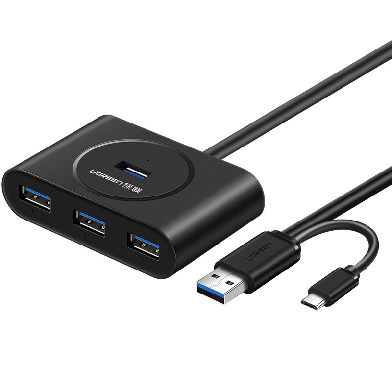 Bộ chia 1 cổng ra 4 cổng USB 3.0 hỗ trợ chức năng OTG dài 80cm UGREEN CR113 20292 - Hàng Chính Hãng