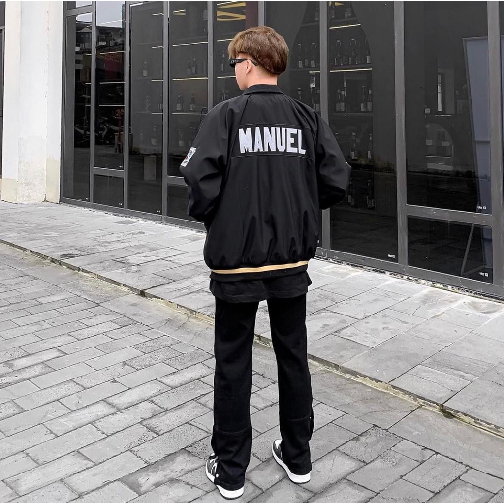 Áo khoác bomber Essential Manuel nam nữ chất dù oversize form rộng bóng chày unisex - Gin Store