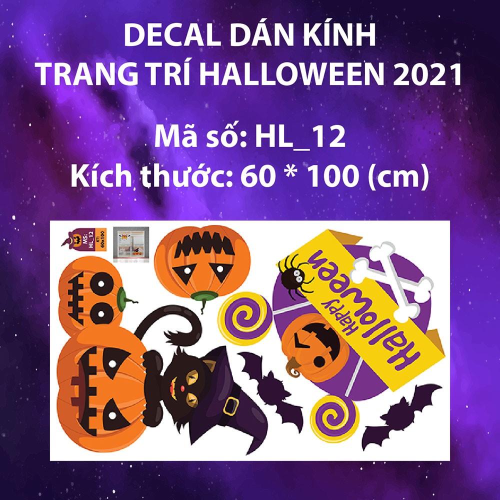 DECAL TRANG TRÍ HALLOWEEN 2021 COMBO PHÙ THỦY VÀ BÍ NGÔ MA QUÁI