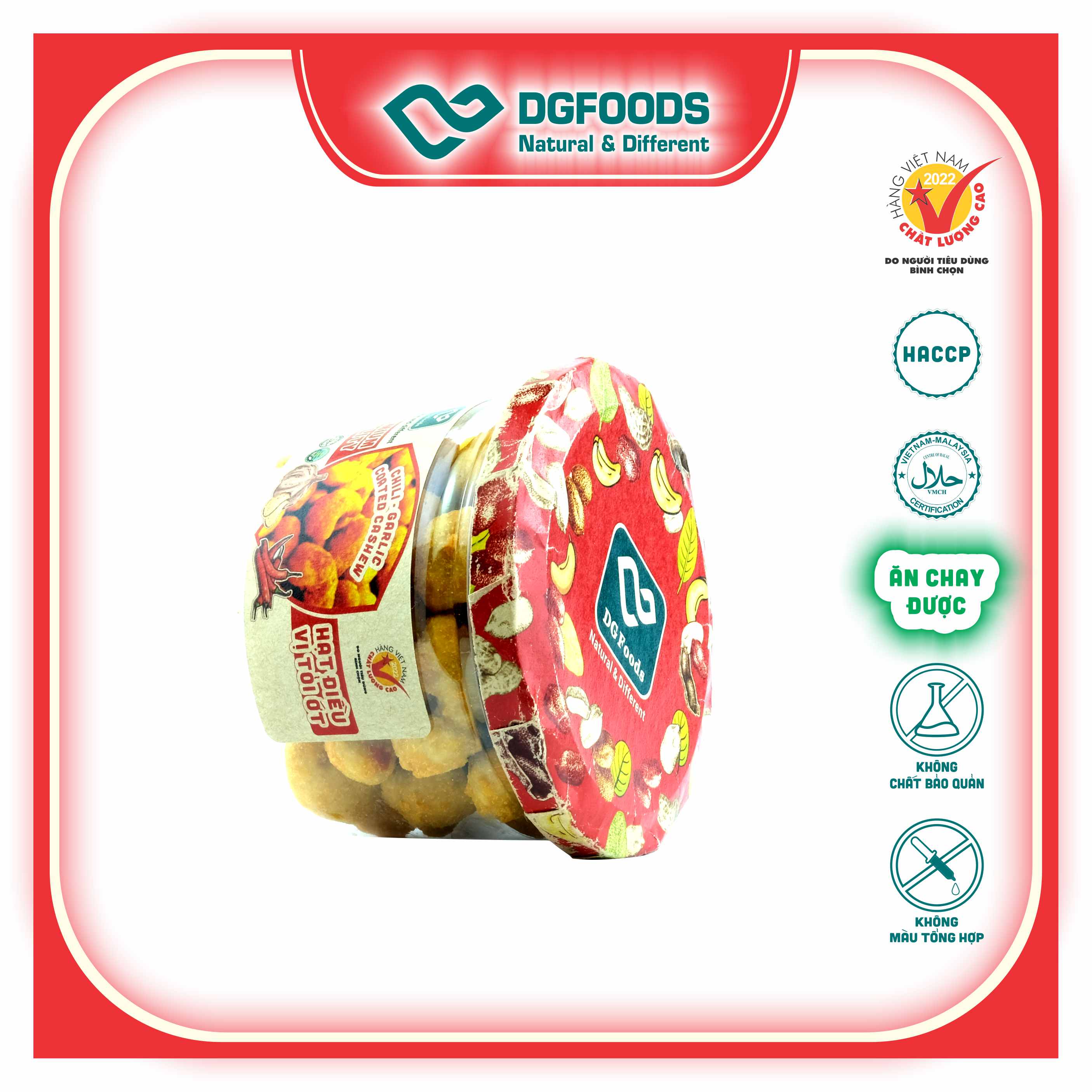 Hạt điều vị tỏi ớt 120g DGfoods/Chili & garlic coated cashew/ HVNCLC,HACCP,HALAL,hạt điều bình phước,đặc sản Cần Thơ