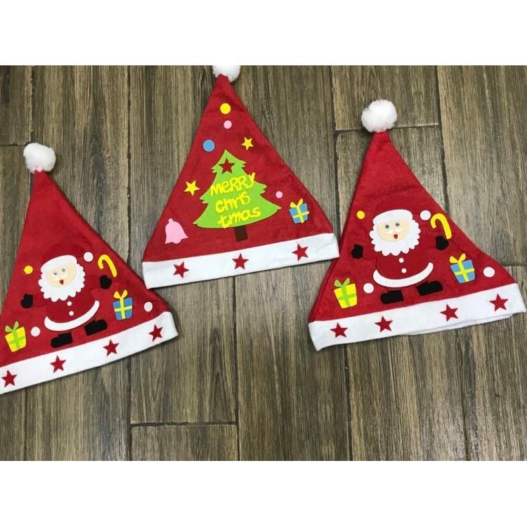 Mũ noel nỉ bông màu đỏ cho bé từ 2 đến 8 tuổi - Nón ông già noel cho bé