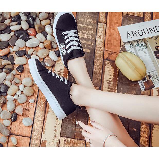 Giày sneaker vải bố cổ thấp phong cách Hàn Quốc cho nữ