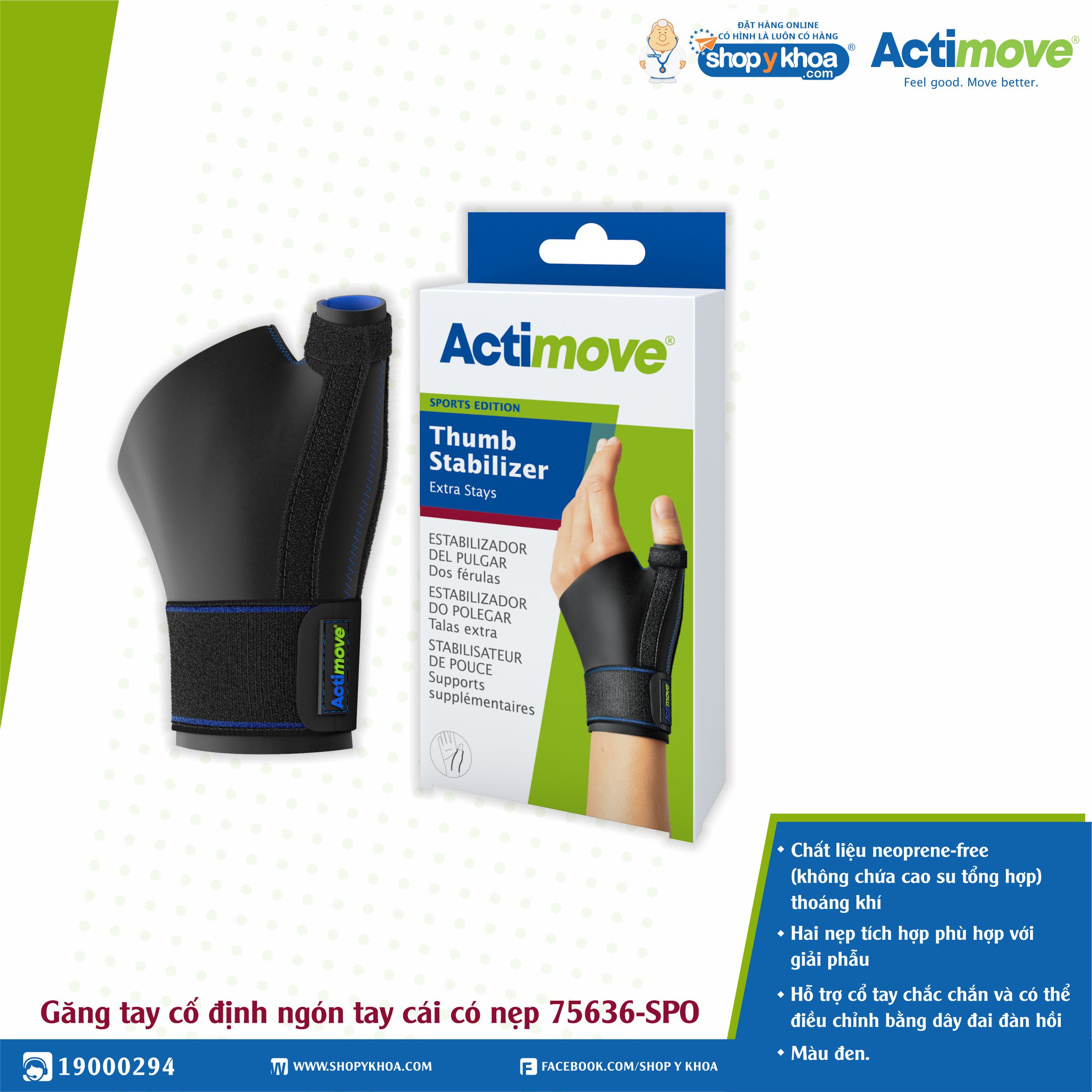 Găng tay cố định ngón tay cái có nẹp 75636-SPO Actimove Thumb Stabilizer