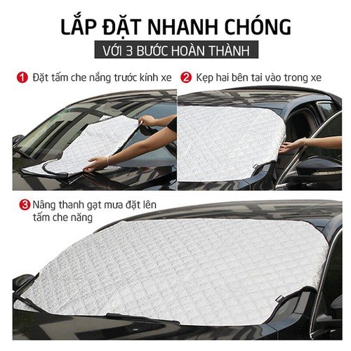 Tấm che nắng 3 lớp che phía ngoài kính lái ô tô, xe hơi