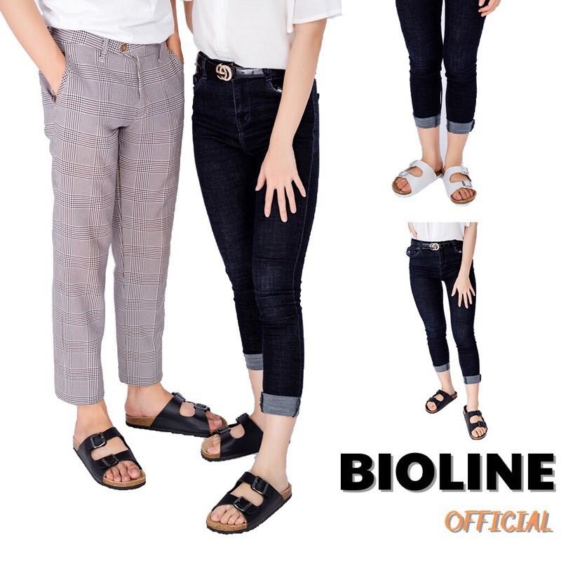 Dép đế trấu quai ngang Bioline đế bằng da pu chống nước PU01 - Bioline Official