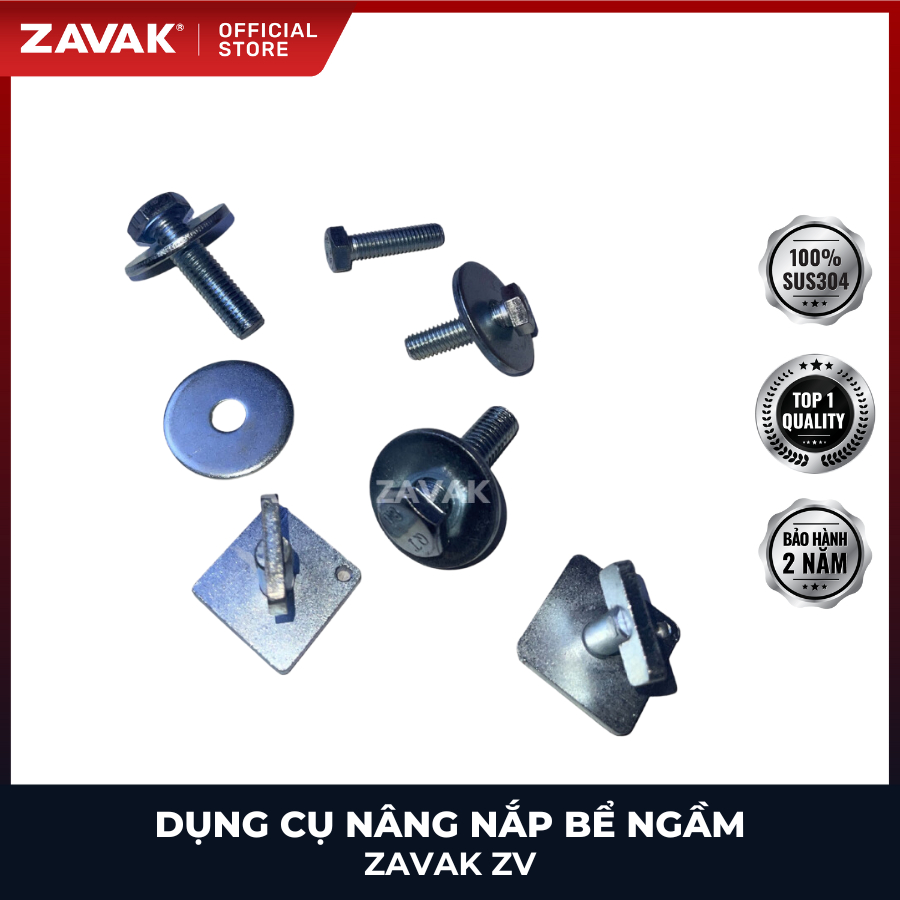 Dụng Cụ Nâng Nắp Bể Ngầm Inox ZAVAK ZV200 (&lt;200kg) Phụ Kiện Mở Khóa Bulong Nắp Bể Âm Sàn