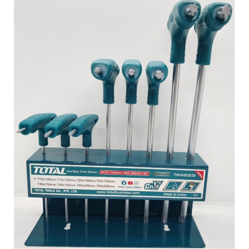 BỘ 8 CHÌA LỤC GIÁC BÔNG TAY CẦM CHỮ T TOTAL THHW80836 - HÀNG CHÍNH HÃNG