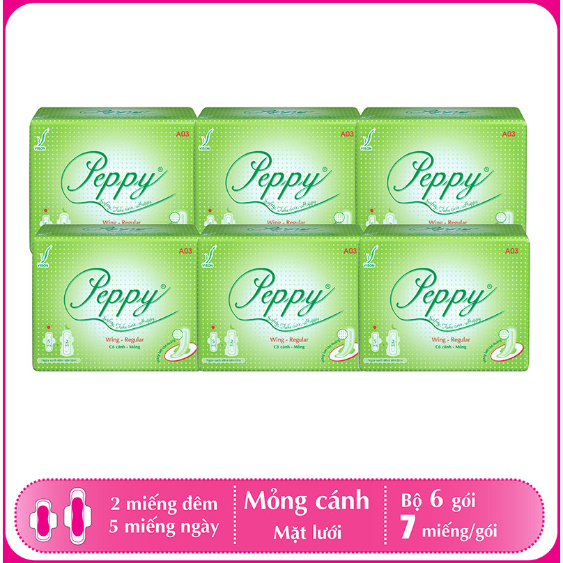 Combo 6 gói Băng Vệ Sinh AO3 Ngày Và Đêm, Siêu Thấm, Siêu Mỏng Nhẹ, Mặt Lưới, Có Cánh (7 miếng)