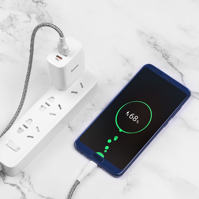 Cốc sạc nhanh pd18w 2 cổng Hoco C57A - củ sạc quick charge 3.0 cao cấp - hàng chính hãng