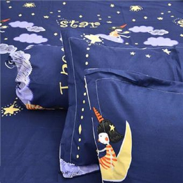 Set 3 món ga gối Poly cotton Mưa sao băng PL2 kèm 1 vỏ gối ôm