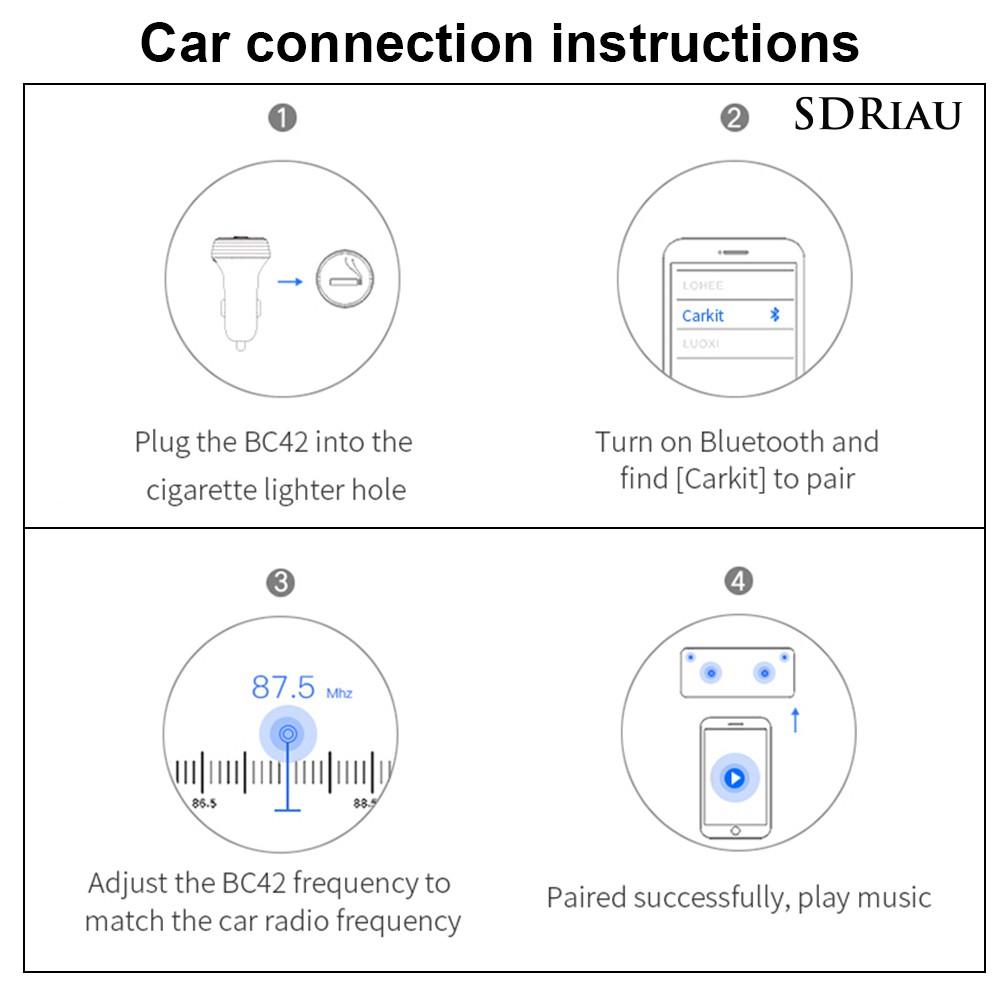 Máy Nghe Nhạc Mp3 Qcd42 Trên Xe Hơi Kết Nối Bluetooth Qc3.0 Kèm Phụ Kiện