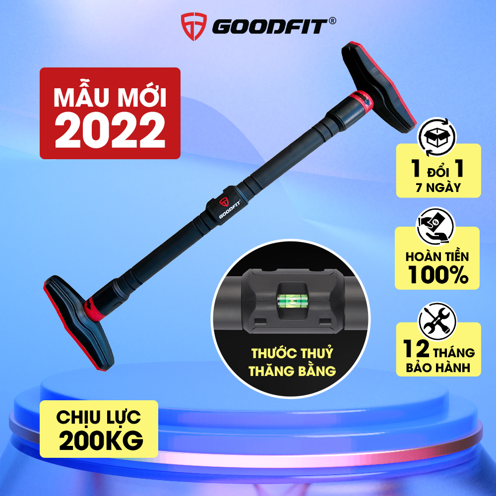 Thanh xà đơn gắn cửa, xà đơn treo tường GoodFit chịu lực 200kg, chốt khóa an toàn chông trượt tập luyện tại nhà GF201PU
