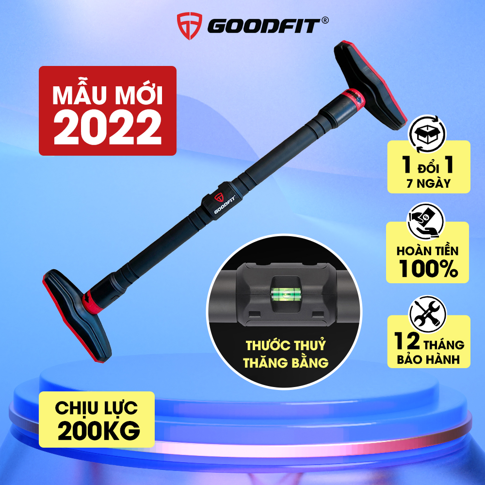 Xà đơn gắn cửa treo tường bằng thép chịu lực có thước thăng bằng GoodFit GF201PU