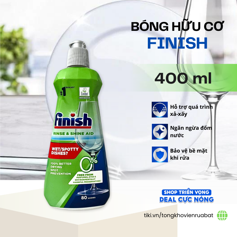 [HCM] Nước làm bóng chén bát Finish Eco 0% - 400ml/ chai