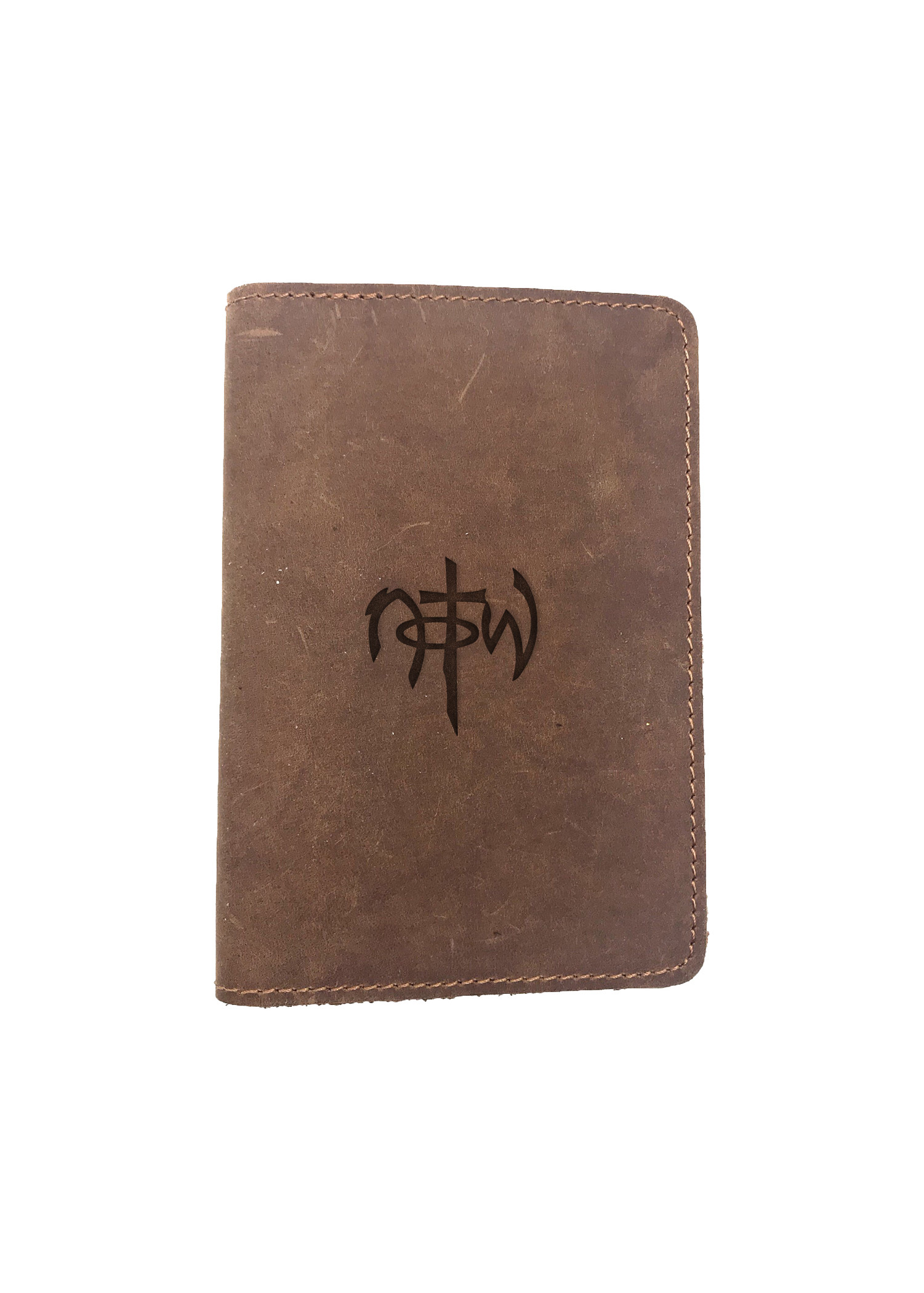 Passport Cover Bao Da Hộ Chiếu Da Sáp Khắc Hình Hình NOT ICON NOTW (BROWN)