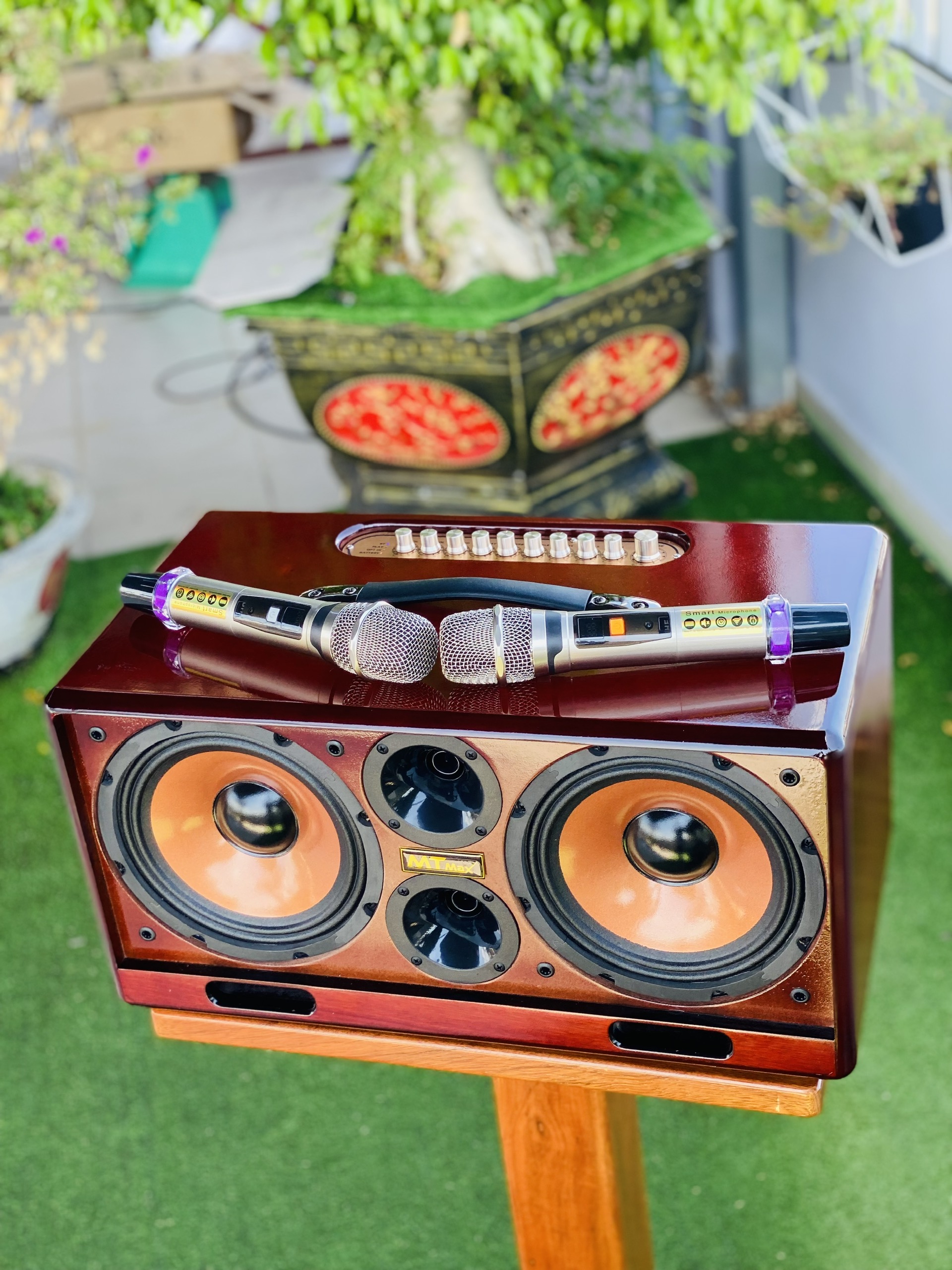 [ Tặng Kèm Micro Và Phụ Kiện ] Loa Di Động Thùng Gỗ Sang Trọng Cao Cấp MTMAX DK06, Trang Bị 2 Bass 20 Và 2 Treble Cho Công Công Suất Mạnh Mẽ, Đầy Đủ Kết Nối Bluetooth, HDMI, Optical, Cổng Guitar, Cổng Micro, TF Bảo Hành 12 Tháng, Hàng Chính Hãng