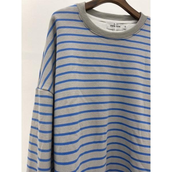 ÁO SWEATER XÁM KẺ XANH