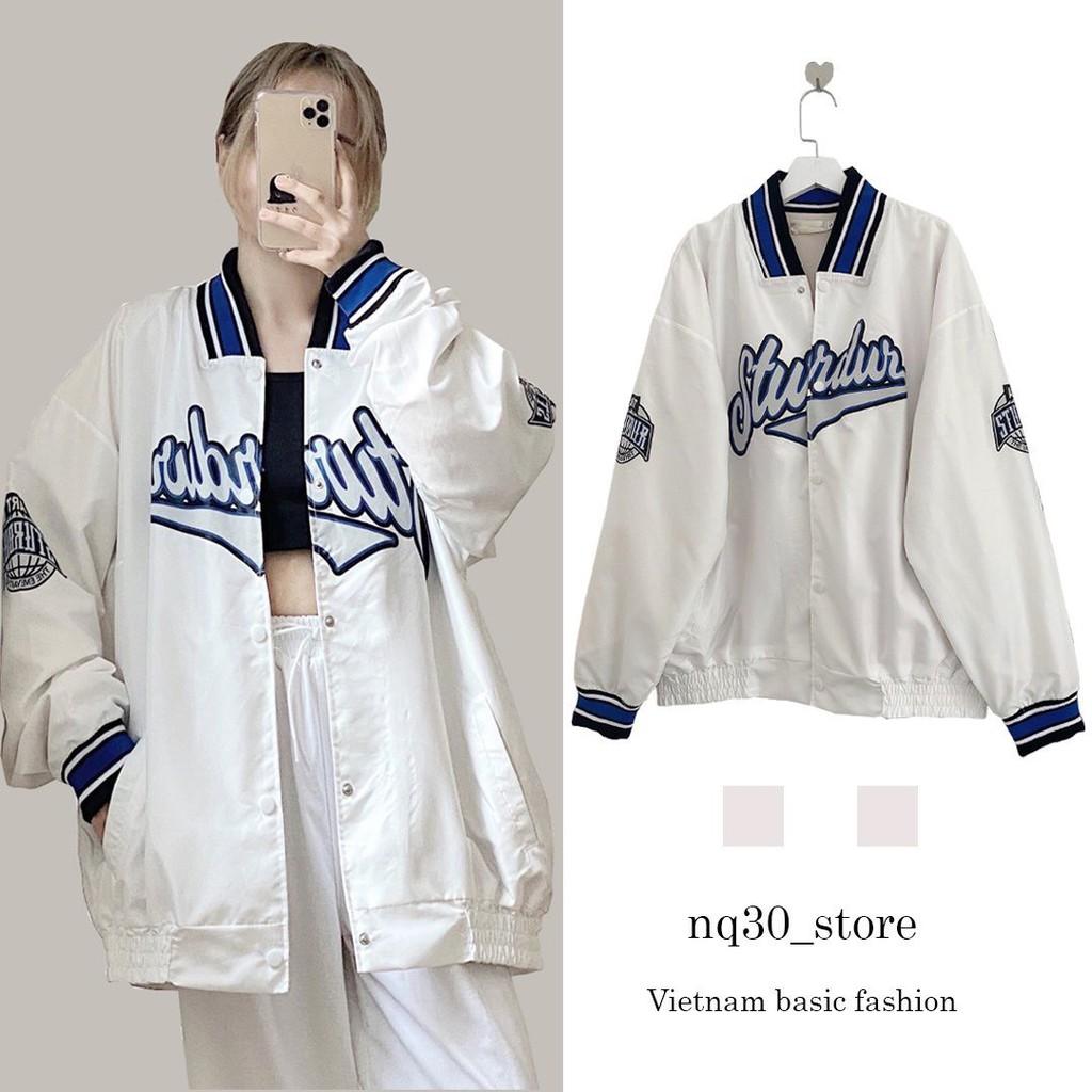 Áo Khoác Bomber Jacket Dù 2 Lớp Form Rộng Phối Chữ Nam Nữ Ullzang Unisex