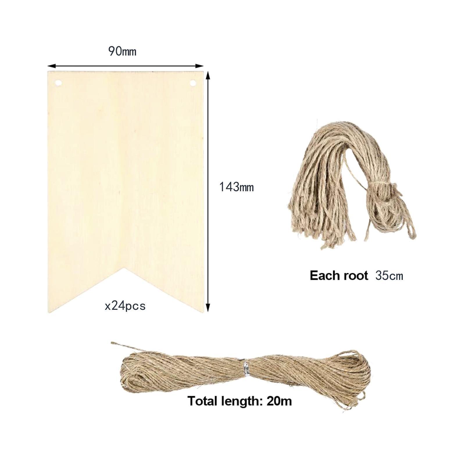 24x Unfinished Blank Wood Signs Wooden Slices with Hole Handmade Ornament Hanging Party Banners Unfinished Wood Plaque for Birthday Crafting