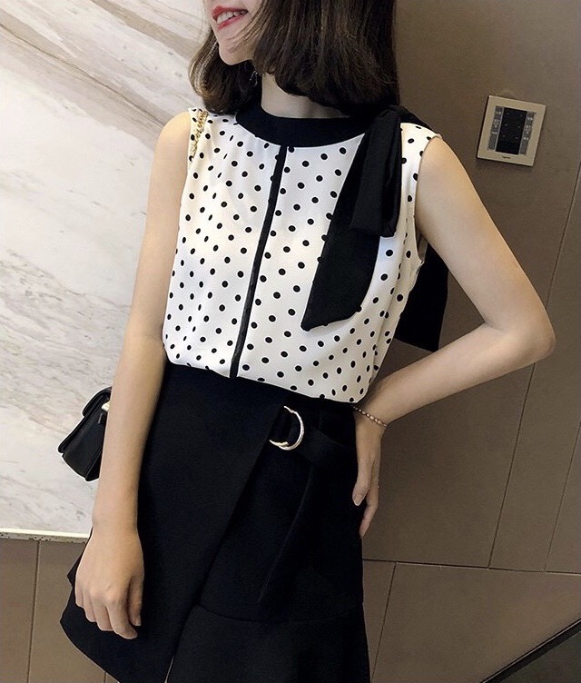 Áo kiểu nữ buộc nơ cổ duyên dáng