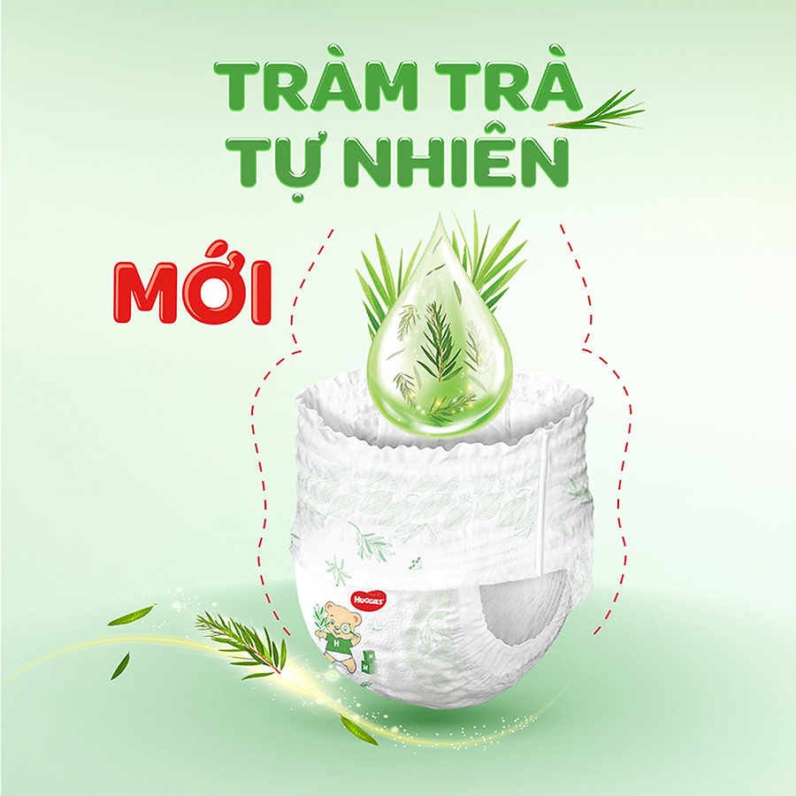 Combo 4 gói Tã quần Huggies Dry Tràm Trà Tự Nhiên XXXL24 (Trên 17Kg) - Tặng 6 miếng