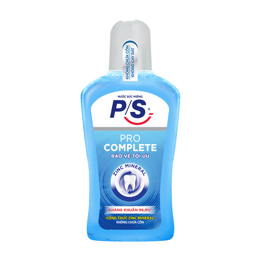 Combo 2 Nước Súc Miệng P/S ZincMineral Không Cồn Không Cay Rát Kháng Khuẩn 99.9% Bảo Vệ Răng Miệng Toàn Diện 500Ml/Chai