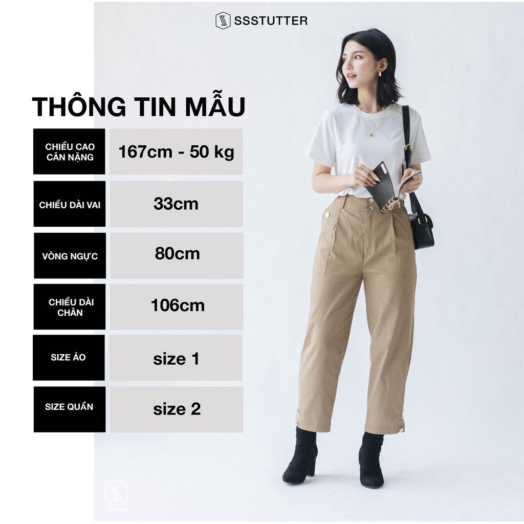 Quần dài nữ SSSTUTTER cạp cao đính khuy trẻ trung, hiện đại Wide Pocket Pants