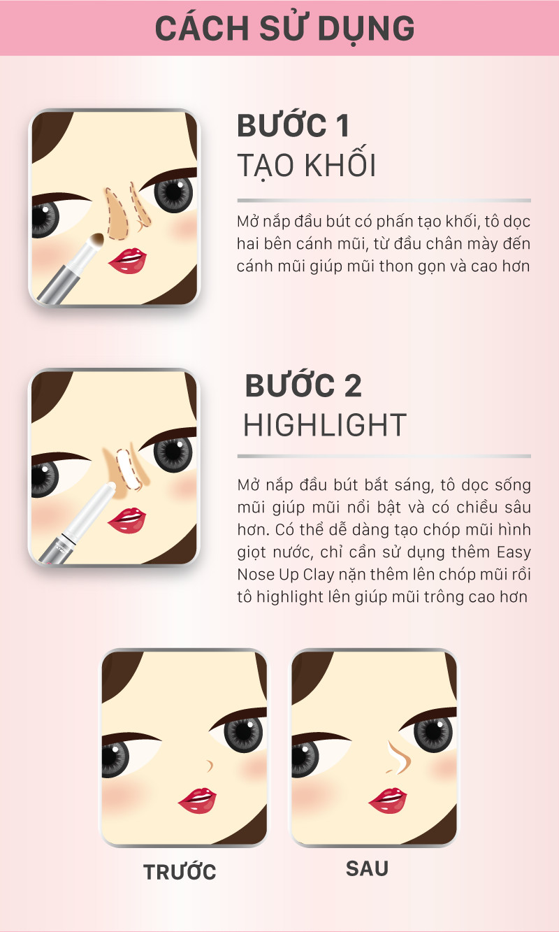 Bút tạo khối và highlight 2 trong 1 Cathy Doll Easy Nose Up Stick 0.5+1.1g