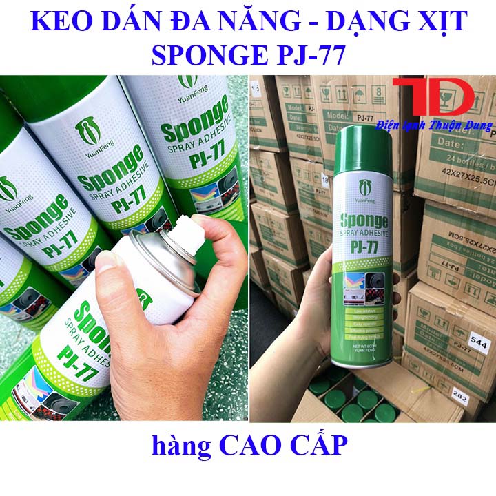 Keo dán xốp, dán tường, giấy, mút, gỗ dạng keo xịt đa năng chuyên dụng dạng xịt PJ77 Lọ 600ml, Điện lạnh Thuận Dung