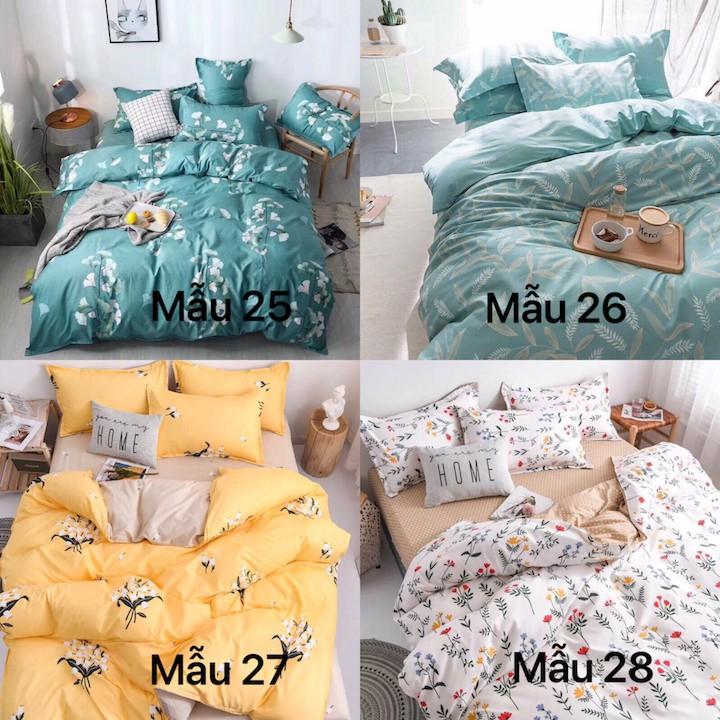 Bộ chăn ga cotton Hàn Quốc hoa nhí phong cách trang nhã, drap giường đẹp