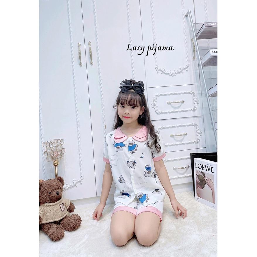 Đồ bộ ngủ bé gái, bộ pijama ngắn tay cho bé gái size 19-35kg chất lụa mango mềm mát