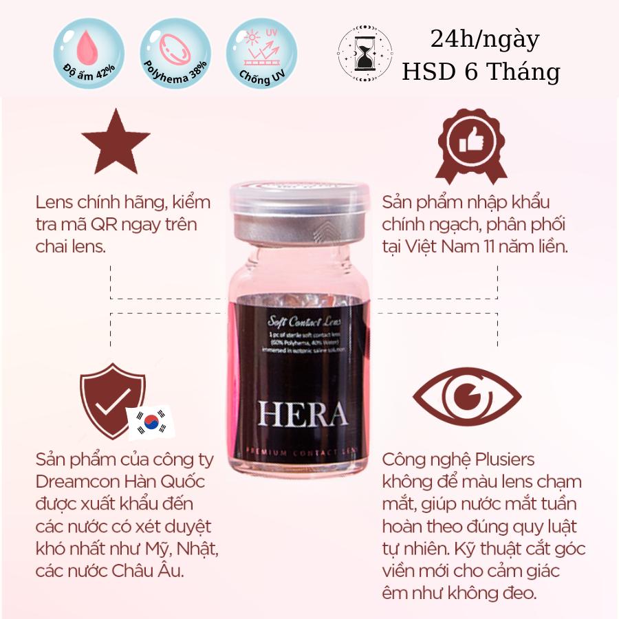 Kính Áp Tròng Hera Nâu Choco Cánh Hoa Không Độ FLORAL CHOCO Nhập Khẩu Hàn Quốc Lens Không Cận 6 Tháng