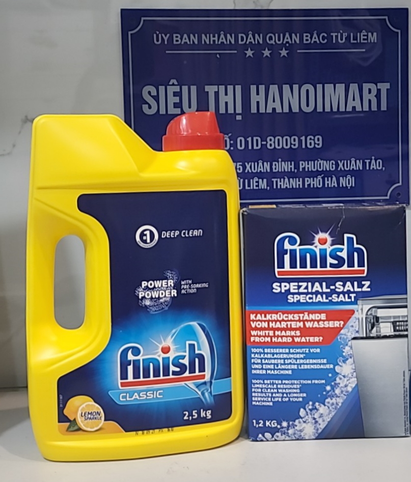 Combo Bột rửa bát Finish 2.5kg + Muối Finish 1.2kg