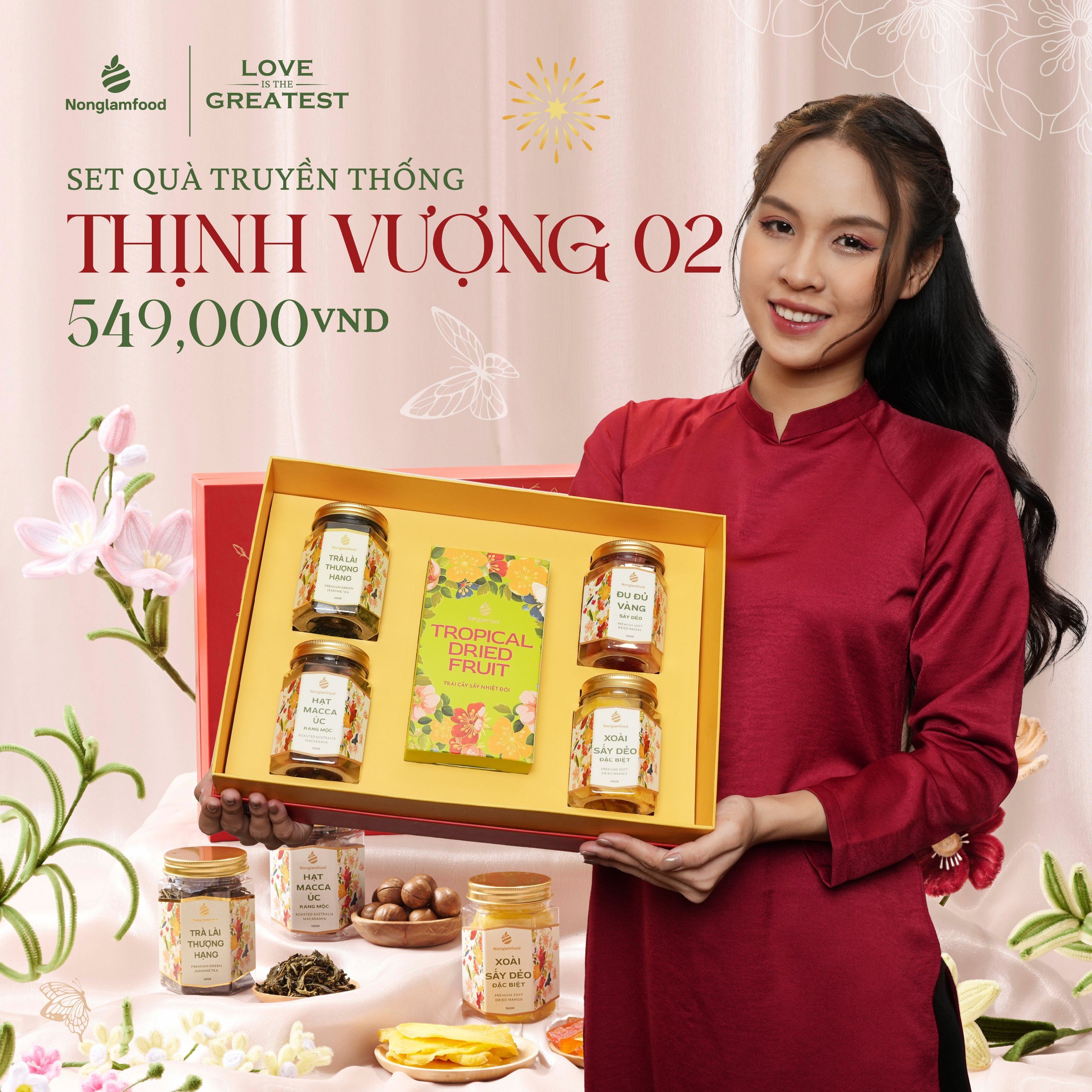 [BỘ QUÀ TẾT 2024] Set quà tết truyền thống Tết Thịnh Vượng 2 Nonglamfood | Quà tặng cao cấp Xuân Giáp Thìn cho người thân, bạn bè, doanh nghiệp