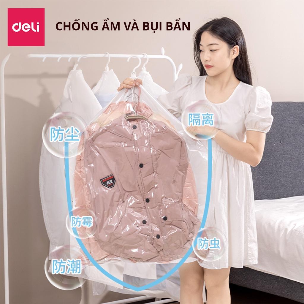 Túi Hút Chân Không Quần Áo Có Móc Treo Deli - Đựng Quần Áo Bảo Quản Quần Áo Dạ Áo Vét Chống Nấm Mốc Bụi Bẩn - Loại Dày Cao Cấp Bảo Quản Quần Áo Khỏi Ẩm, Nấm Mốc, Chống Nước Tuyệt Đối